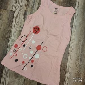 Like New Zumba Sleeveless Tee Tank Shirt Pink Size L